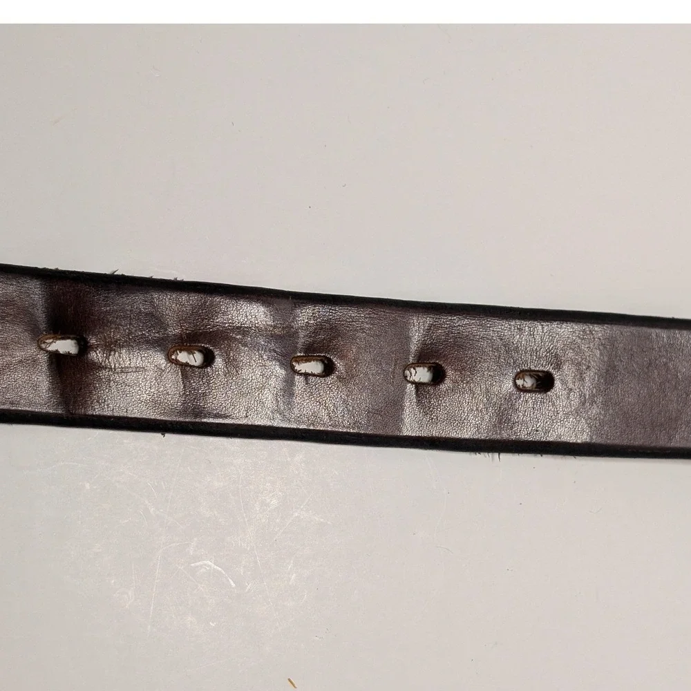 Fossil Womens Dark Brown Genuine‎ Leather Belt Silver Buckle 43 Inch Length